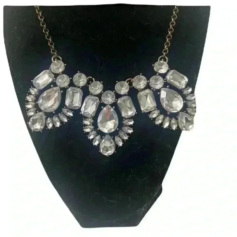 J.Crew Large Rhinestone Cluster Statement Necklace